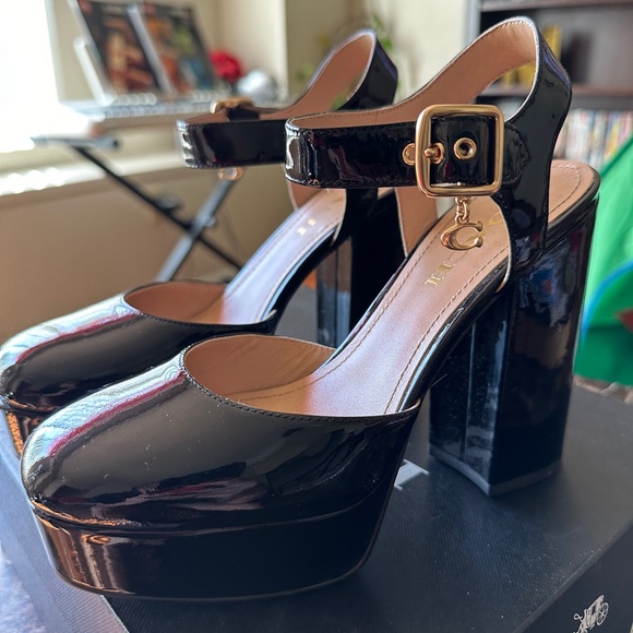 Coach Isabella Ankle-Strap Platform Block-Heel Pumps - Picture 7 of 16